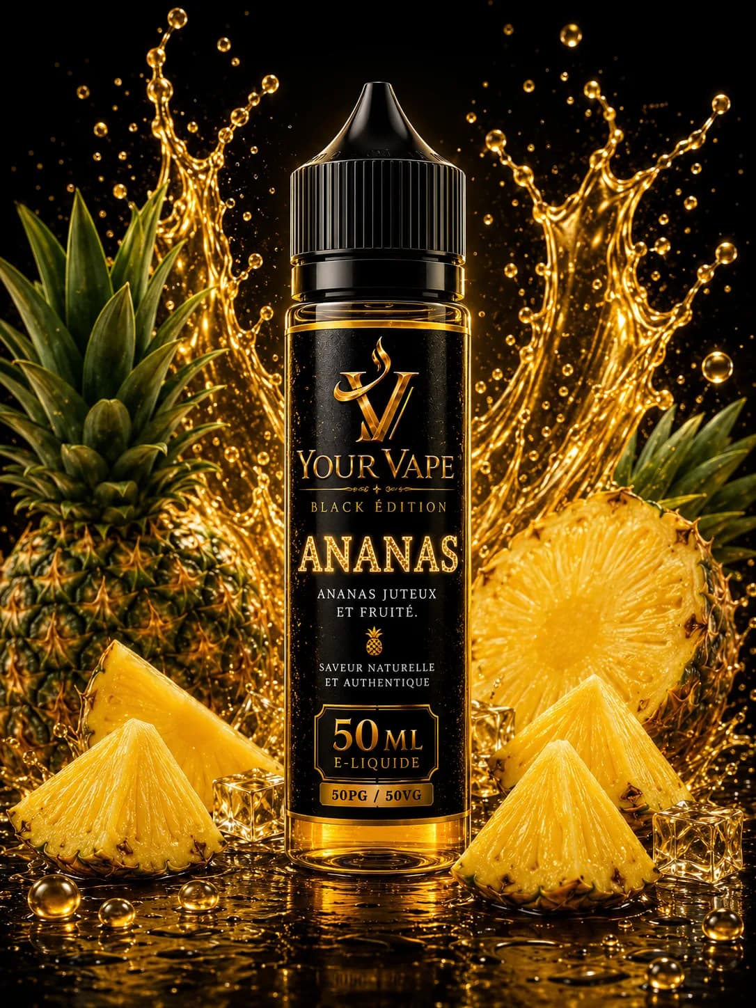 Flacon de e-liquide YourVape Black Édition Ananas, 50 ml