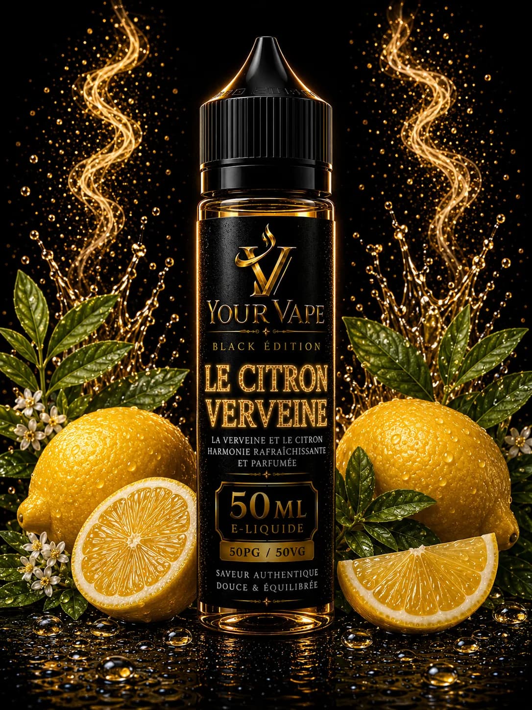 Flacon de e-liquide YourVape Black Édition Le Citron Verveine, 50 ml