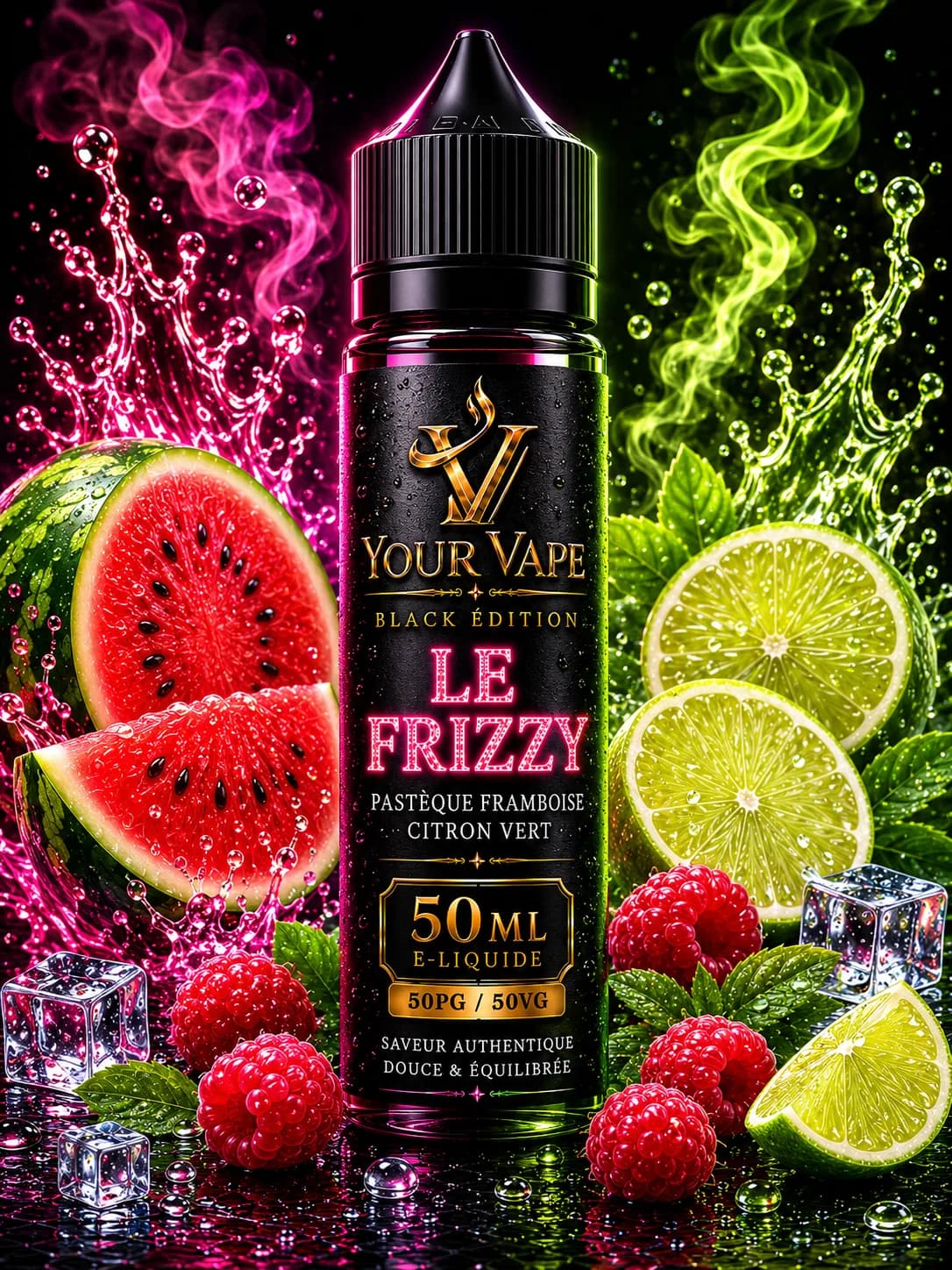 Flacon de e-liquide YourVape Black Édition Le Frizzy, 50 ml