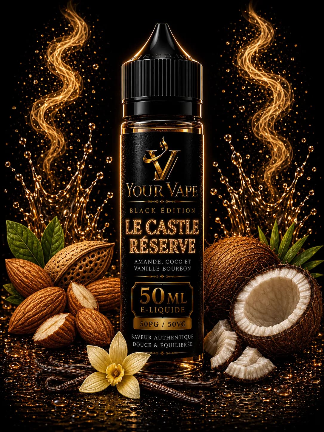 Flacon de e-liquide YourVape Black Édition Le Castle Réserve, 50 ml