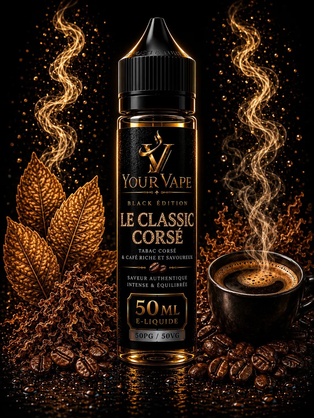 Flacon de e-liquide YourVape Black Édition Le Classic Corsé, 50 ml