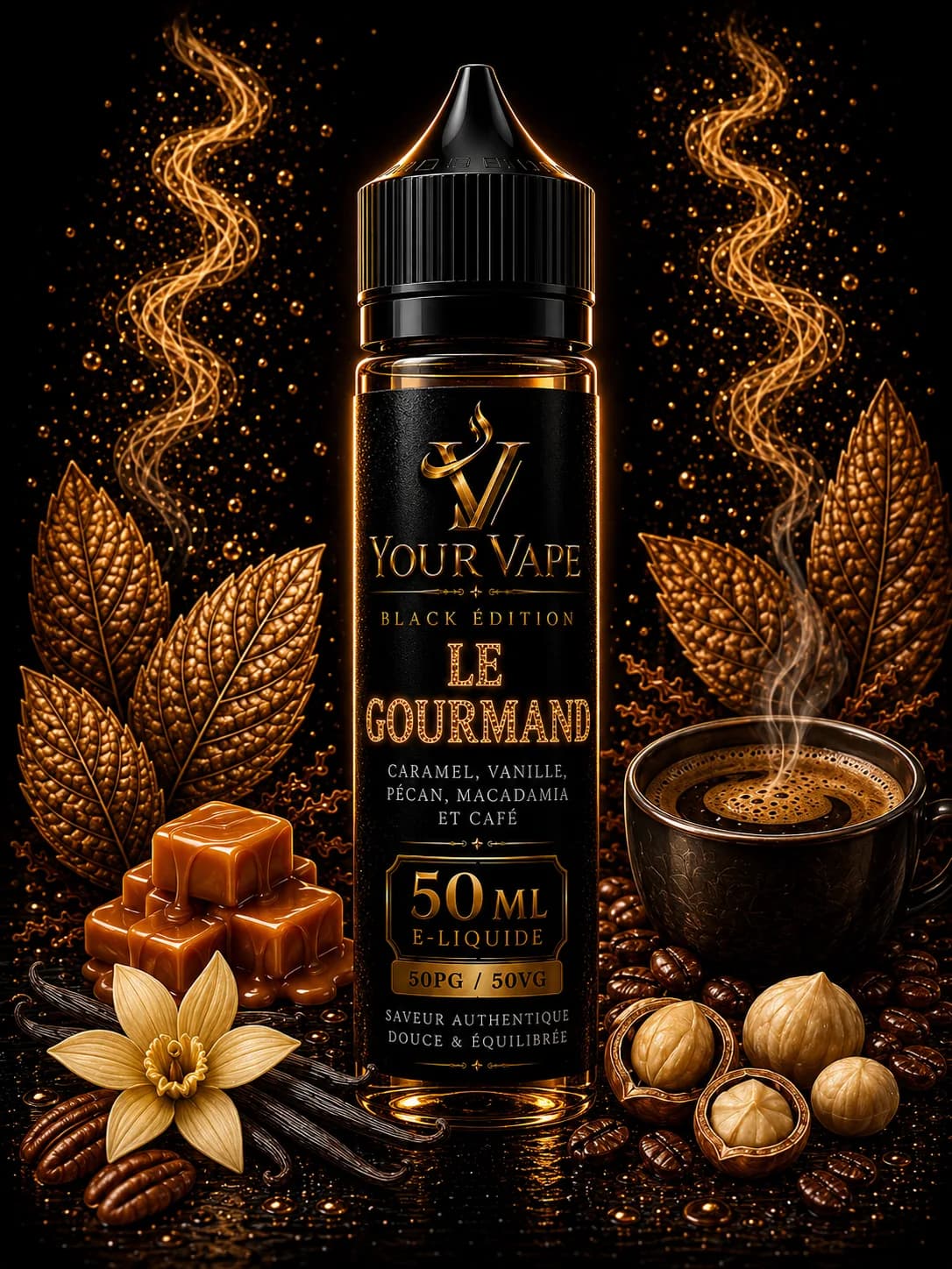 Flacon de e-liquide YourVape Black Édition Le Gourmand, 50 ml