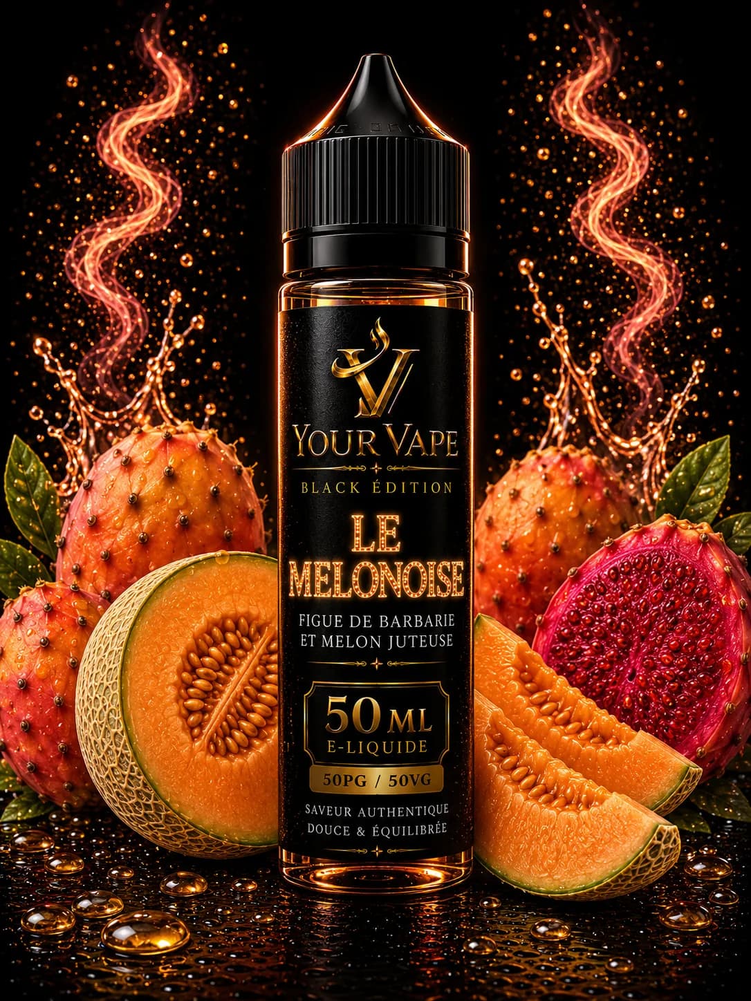Flacon de e-liquide YourVape Black Édition Le Melonoise, 50 ml