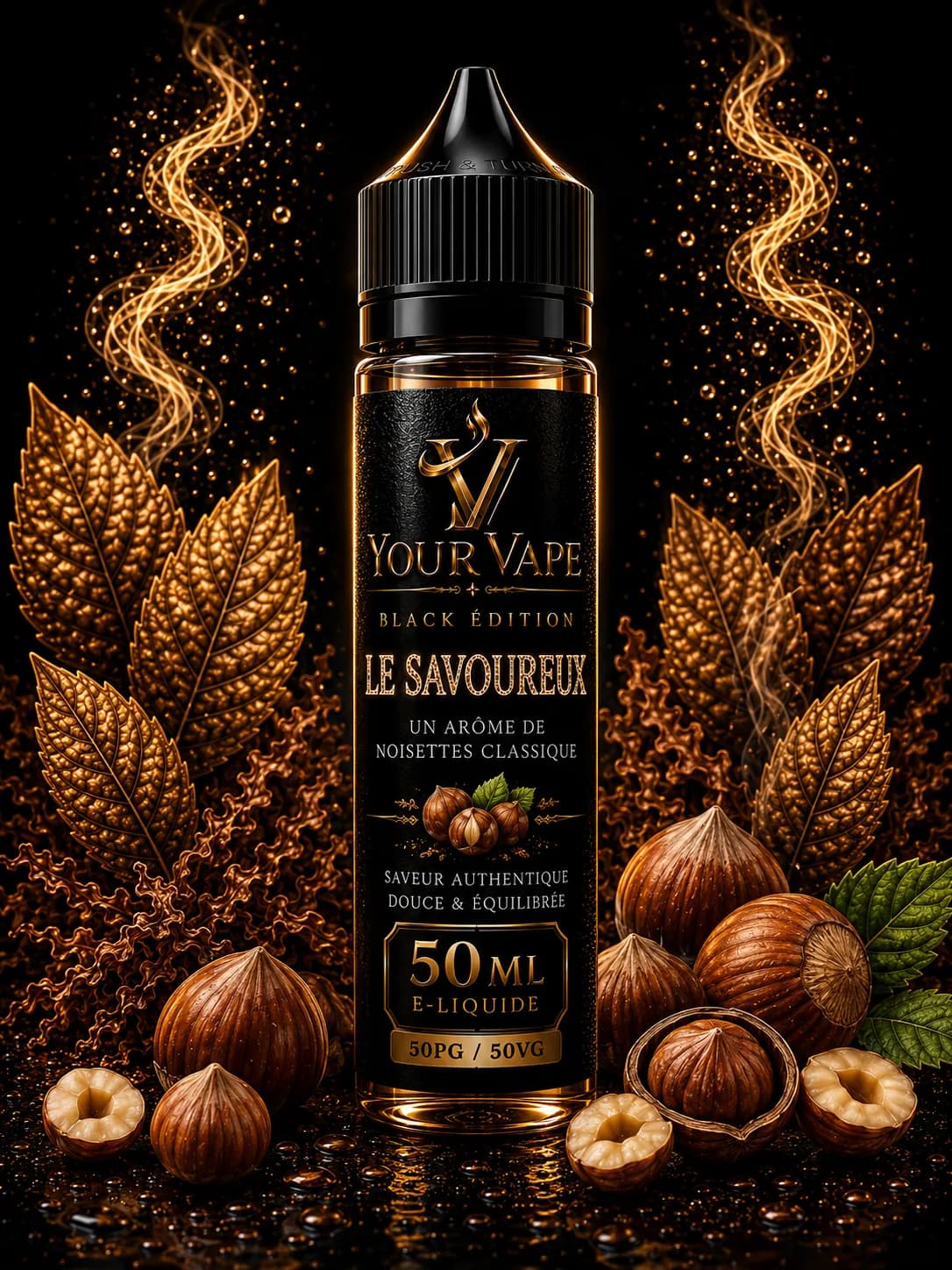 Flacon de e-liquide YourVape Black Édition Le Savoureux, 50 ml