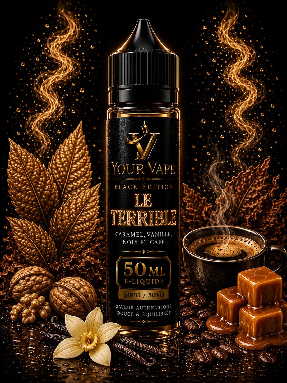 Flacon de e-liquide YourVape Black Édition Le Terrible, 50 ml