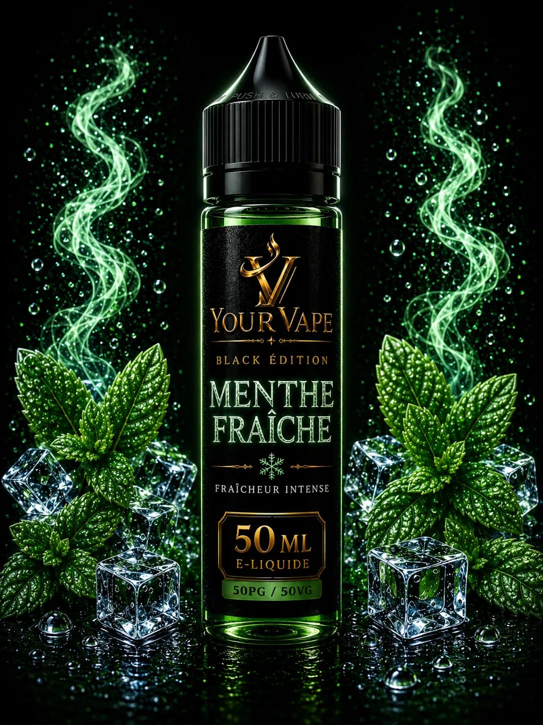 Flacon de e-liquide YourVape Black Édition Menthe Fraîche, 50 ml