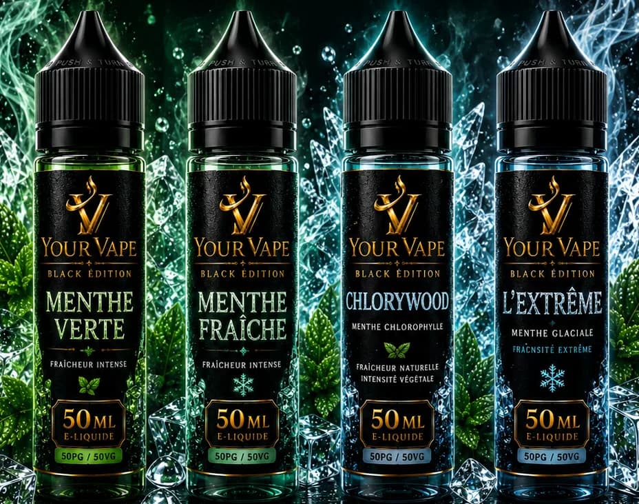 Flacons de la gamme Mentholée YourVape Black Édition